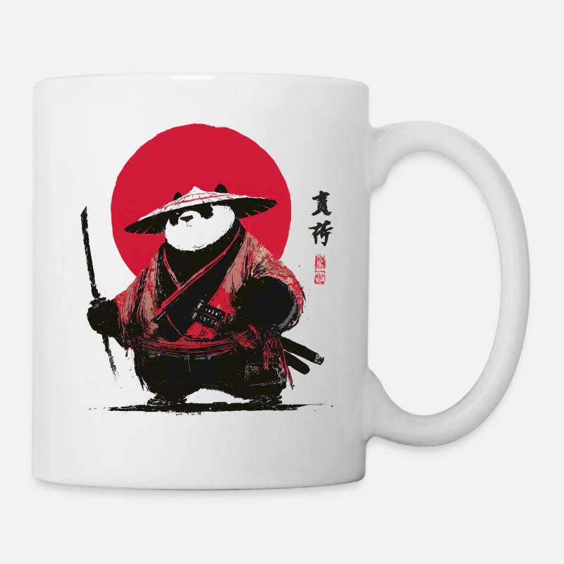 Panda Samurai in Vintage Sunset - Mug - white