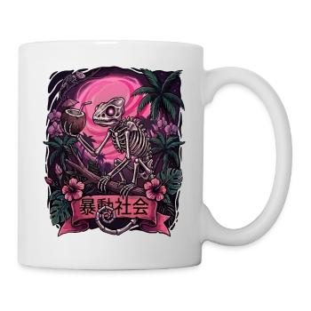 Skeleton in Neon Jungle With Chameleon - Mug - white - Right