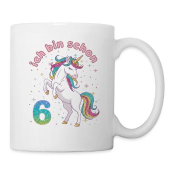 6. Geburtstag Einhorn Mädchen Ich bin schon 6 - Tasse - Weiß - Rechts