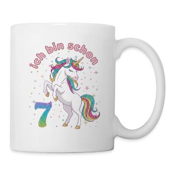7. Geburtstag Einhorn Mädchen Ich bin schon 7 - Tasse - Weiß - Rechts