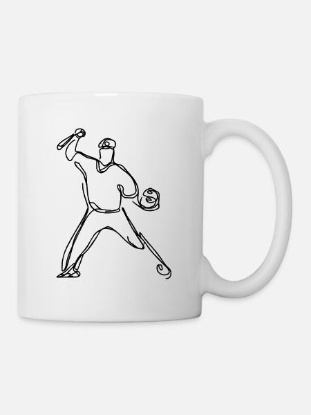 Baseballer Zeichnung - Tasse - Weiß