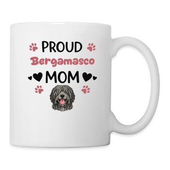 Stolze Bergamasco Mutter, Bergamasker Hirtenhund - Tasse - Weiß - Rechts