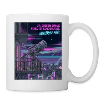 Astronomie Humor Grauer Pixel Galaxie - Tasse - Weiß - Rechts