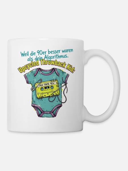 90er Upcycled Throwback Retro Kassette - Tasse - Weiß