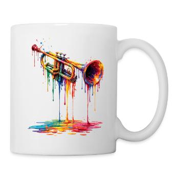 Trumpet with dripping paint - Mug - white - Right
