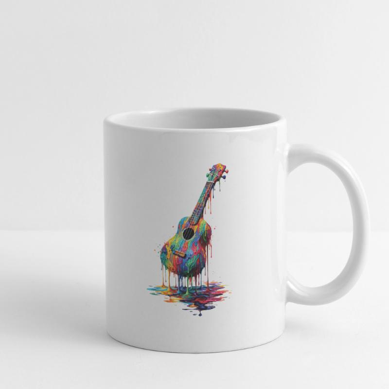 Ukulele mit tropfender Farbe Tasse