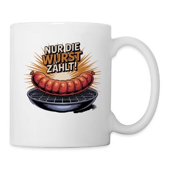  Nur Die Wurst Zählt Grillen BBQ Bratwurst Spruch - Tasse - Weiß - Rechts