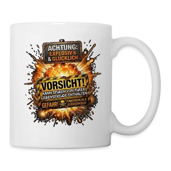 Explosiv Und Glücklich Pyro - Tasse - Weiß - Rechts