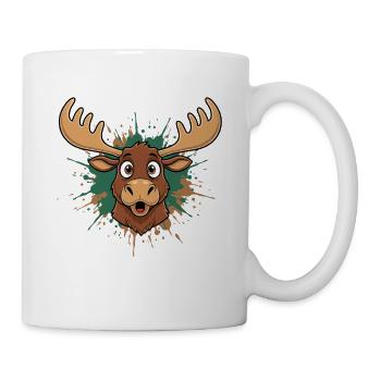 Elch Kopf Farbsplash - Tasse - Weiß - Rechts