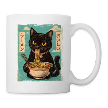 Ramen Nudeln Katze Japan Y2K Kawaii Retro Katzen  - Tasse - Weiß - Rechts