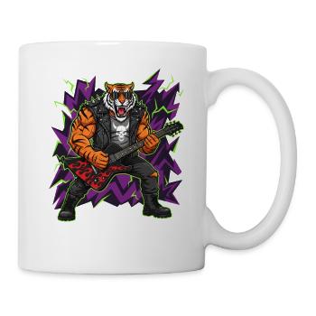 Heavy Metal Rocker Tier Gitarre Tiger Rock Musik - Tasse - Weiß - Rechts