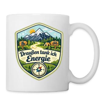 Draußen tank ich Energie - Tasse - Weiß - Rechts