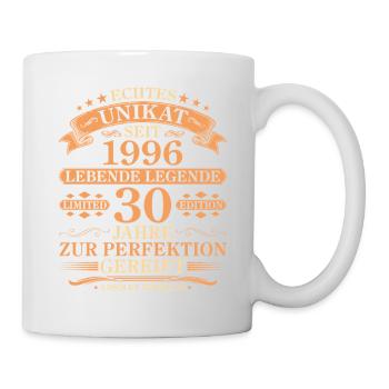 Unikat seit 1996 Jahrgang – 30. Geburtstag - Tasse - Weiß - Rechts
