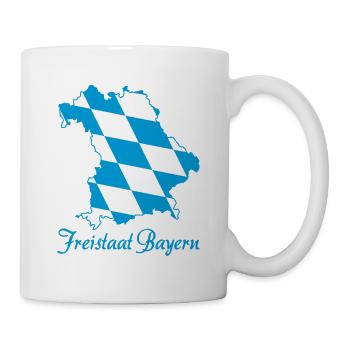 Freistaat Bayern Landkarte blau weiß Rautenmuster - Tasse - Weiß - Rechts