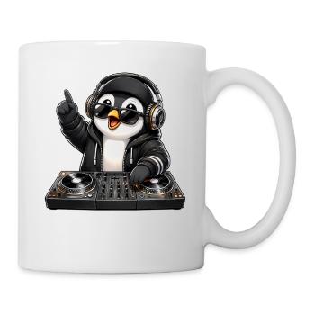 Cooler Pinguin DJ Musik Techno Club Party - Tasse - Weiß - Rechts