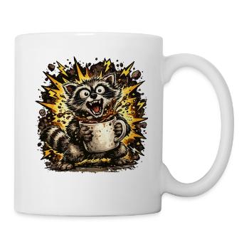 Kaffeekratzender Waschbär - Tasse - Weiß - Rechts