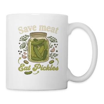 Save Meat Eat Pickles Vegan Lustig Spruch - Tasse - Weiß - Rechts