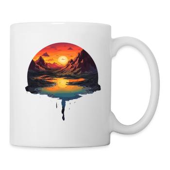 Mystical sunset at the mountain lake with - Mug - white - Right