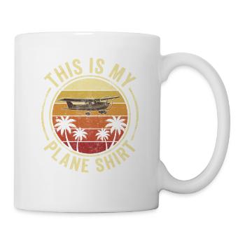 Retro Flugzeug Shirt mit Palmen - Tasse - Weiß - Rechts