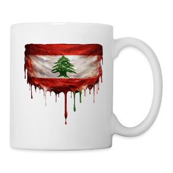 Lebanese flag with dripping paint - Mug - white - Right