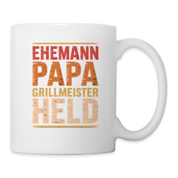 Ehemann Papa Grillmeister Held - Tasse - Weiß - Rechts
