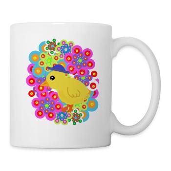 Poulets Enfants Poussins Fleuraux Rétro - Mug blanc - blanc - Droite