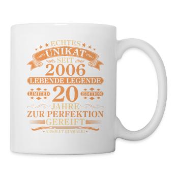 Unikat seit 2006 Jahrgang – 20. Geburtstag - Tasse - Weiß - Rechts