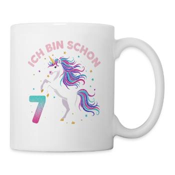 7. Geburtstag Einhorn Mädchen Ich bin schon 7 - Tasse - Weiß - Rechts