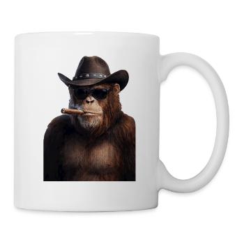 Cowboy gorilla with cigar - Mug - white - Right