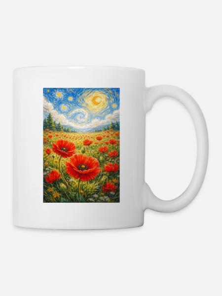 Mohnblume Sternennacht - Tasse - Weiß