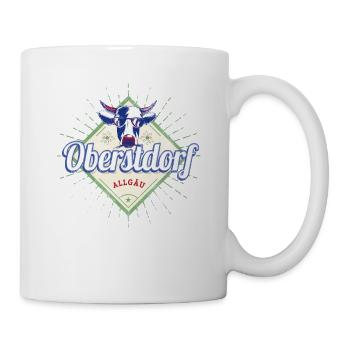 Oberstdorf Bayern Deutschland Retro Kuh Souvenir - Tasse - Weiß - Rechts