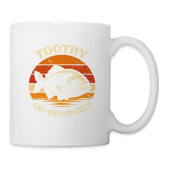 Gelassen mit Biss | Piranha Vintage Humor - Tasse - Weiß - Rechts