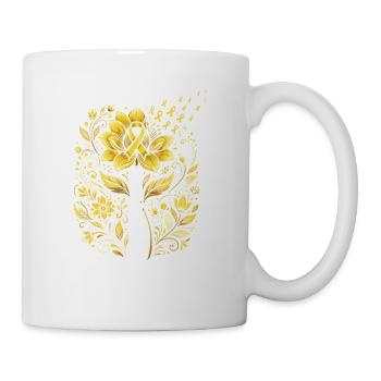 Goldene Blütenkranz Stärke Hoffnung Mut - Tasse - Weiß - Rechts