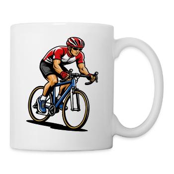 Cycliste sur vélo de route en pleine vitesse - Mug blanc - blanc - Droite