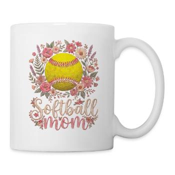 Floral Softball Mom Mother - Mug - white - Right