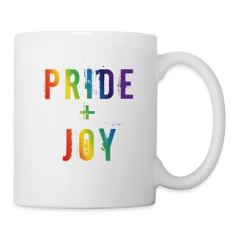 Pride Joy Rainbow LGBTQ Typography Design - Tasse - Weiß - Rechts