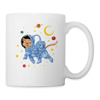 Space Cat Astronaut Floating in Galaxy Stars - Mug - white - Right