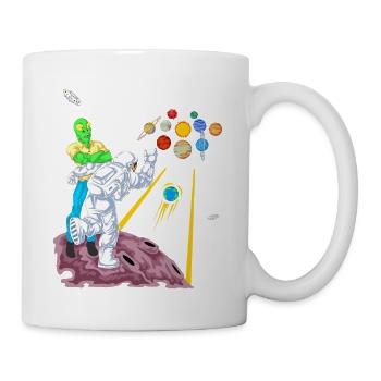 Bowling astronaute et extraterrestre dans le jeu de la galaxie spatiale - Mug blanc - blanc - Droite