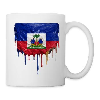 Haiti flag with flowing lacquer paint - Mug - white - Right