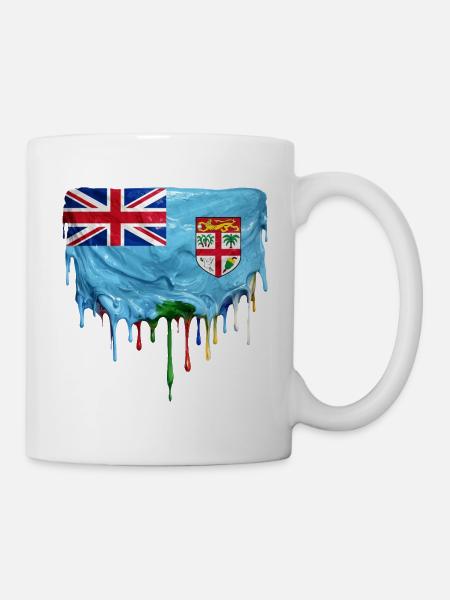 Fidschi tropfende Flagge - Tasse - Weiß