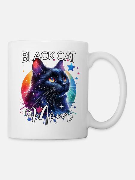 Schwarze Katze Mama - Tasse - Weiß