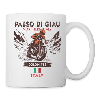 Passo di Giau Motorcycle design – Dolomites Italy - Mug - white - Right