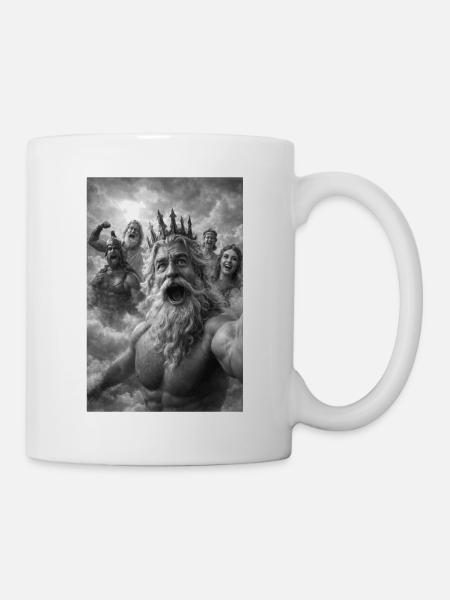 Poseidon-Selfie mit den Göttern - Tasse - Weiß