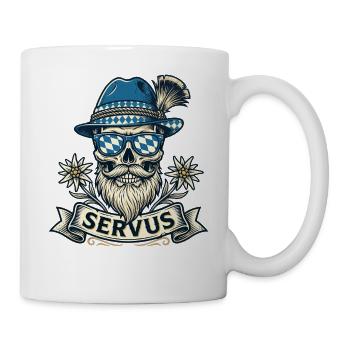 Trachtenshirt Herren Trachten T-Shirt Servus - Tasse - Weiß - Rechts