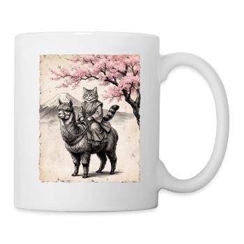 Le chat chevauche le lama - Mug blanc - blanc - Droite