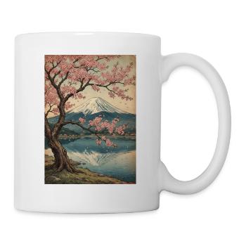 Kirschblüten am Mount Fuji - Tasse - Weiß - Rechts
