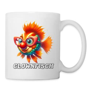 Poisson-clown avec des lunettes, dessin animé coloré - Mug blanc - blanc - Droite