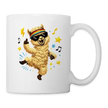 Dancing alpaca with sunglasses and beats - Mug - white - Right