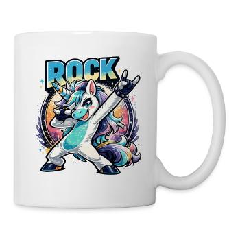 Rock unicorn in dabbing pose with retro vibes - Mug - white - Right