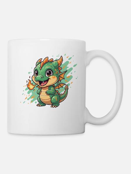 Kleiner Feuerdrache Charm - Tasse - Weiß